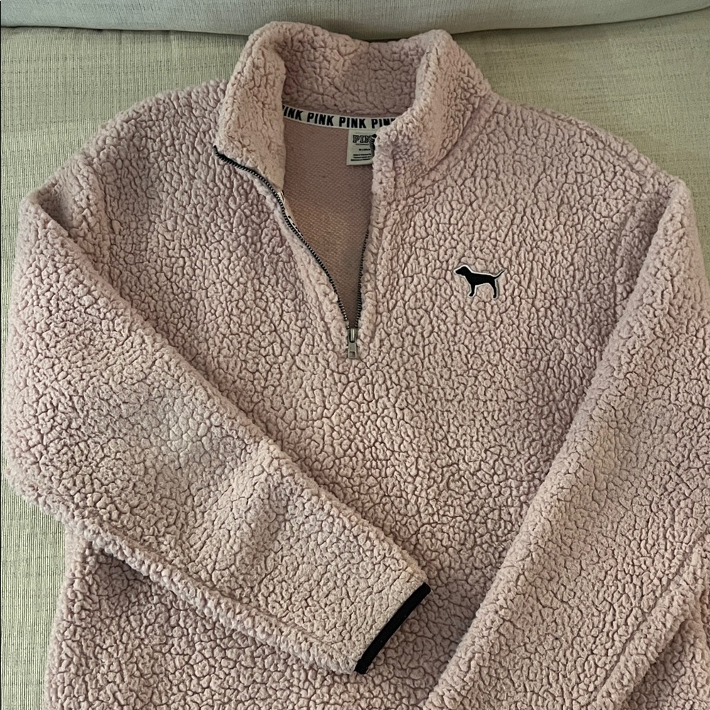 PINK VICTORIAS SECRET Sherpa Quarter-Zip
